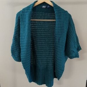 Blue asphalt small wide knit teal cardigan